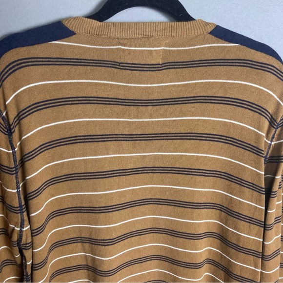PROJEK RAW sweater brown stripe v-neck graphics lettering spell out extra large - Picture 8 of 11